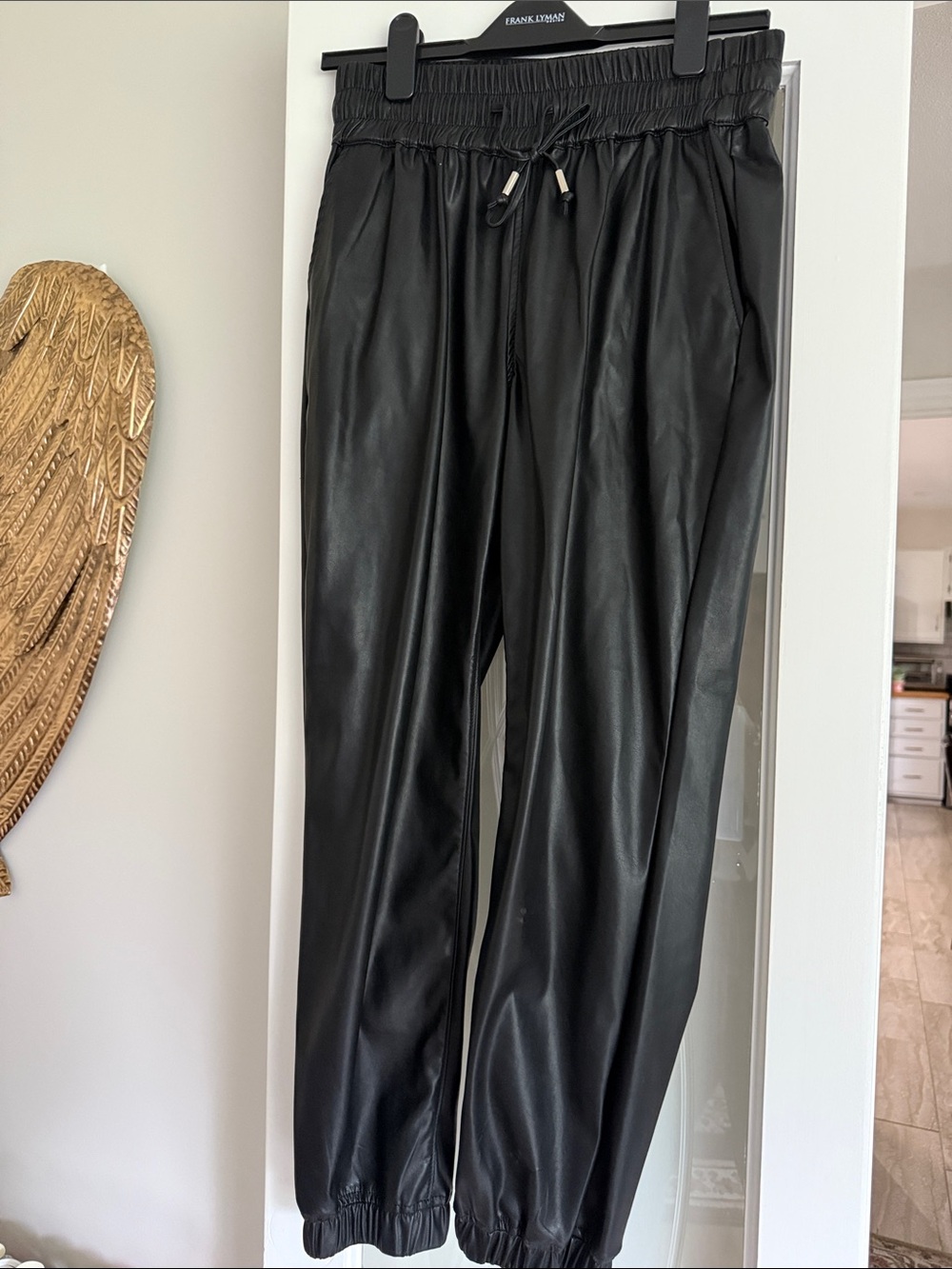 BlankNYC Black Faux Leather Jogger Sweatpants